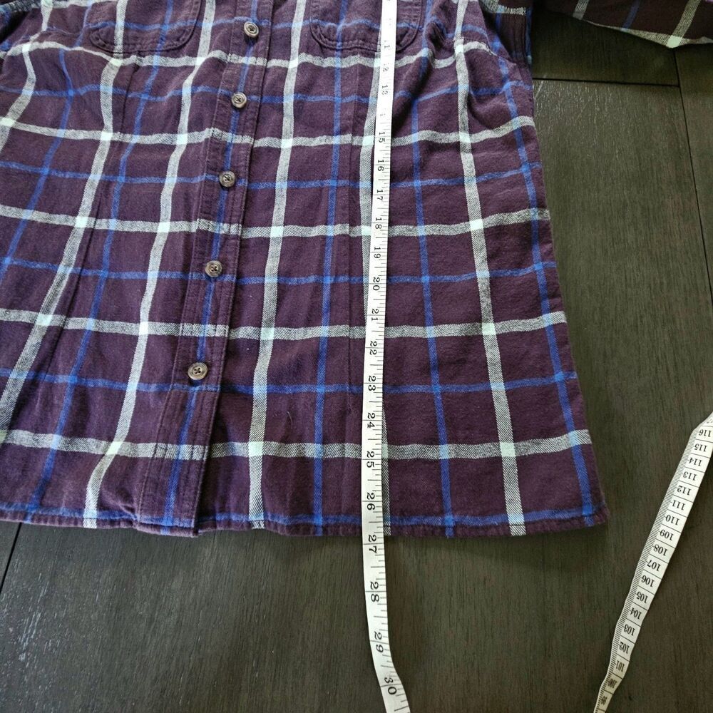 Duluth Trading Free Swing Flannel Shirt Womens Medium Purple Plaid Work Western - Picture 4 of 6
